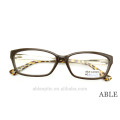 2015 doppelte Farbe Designer optische Rahmen Acetat handgemachte Brillen Brillen mit goldenen Metall-Tempel